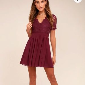 New Lulu’s lace burgundy skater dress
